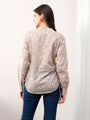 Beige printed band neck collar dori shirt