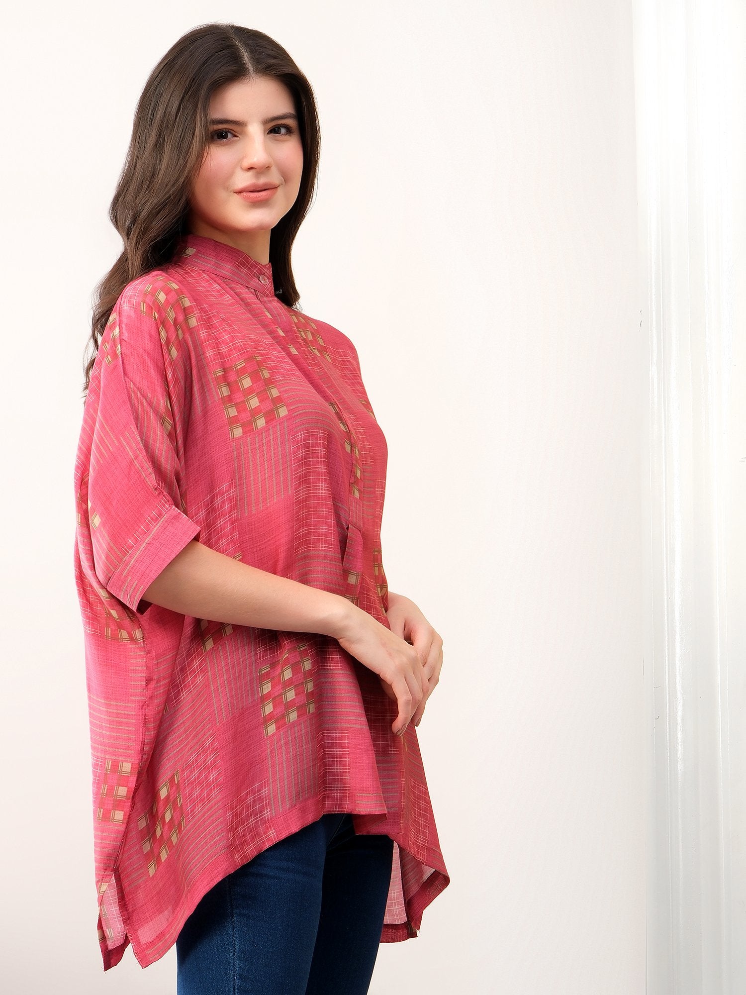 Red kaftan style printed solace one size shirt