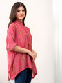 Red kaftan style printed solace one size shirt