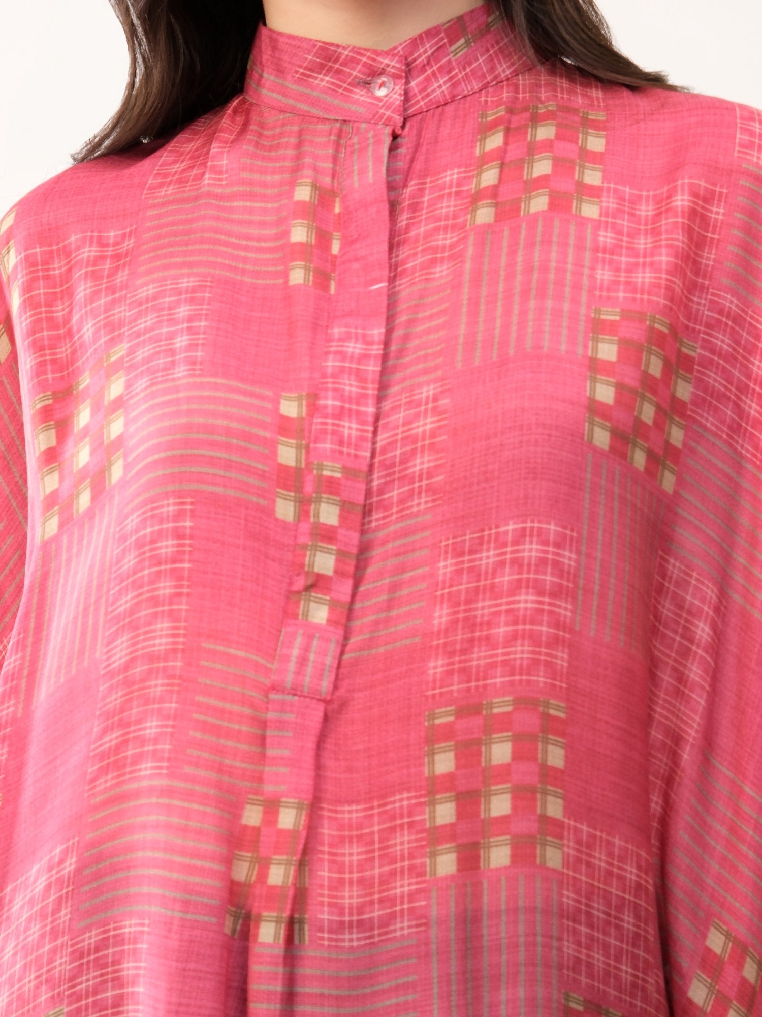 Red kaftan style printed solace one size shirt