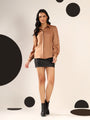 Mocha brown Solid Satin Casual Collar Shirt