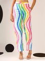 White multi coloured wavy striped Regular Coord Set