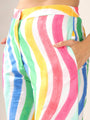 White multi coloured wavy striped Regular Coord Set