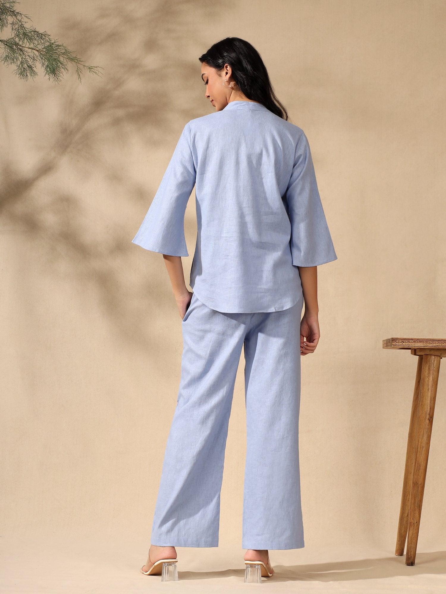 Blue Regular kurta Coord set with bell sleeves