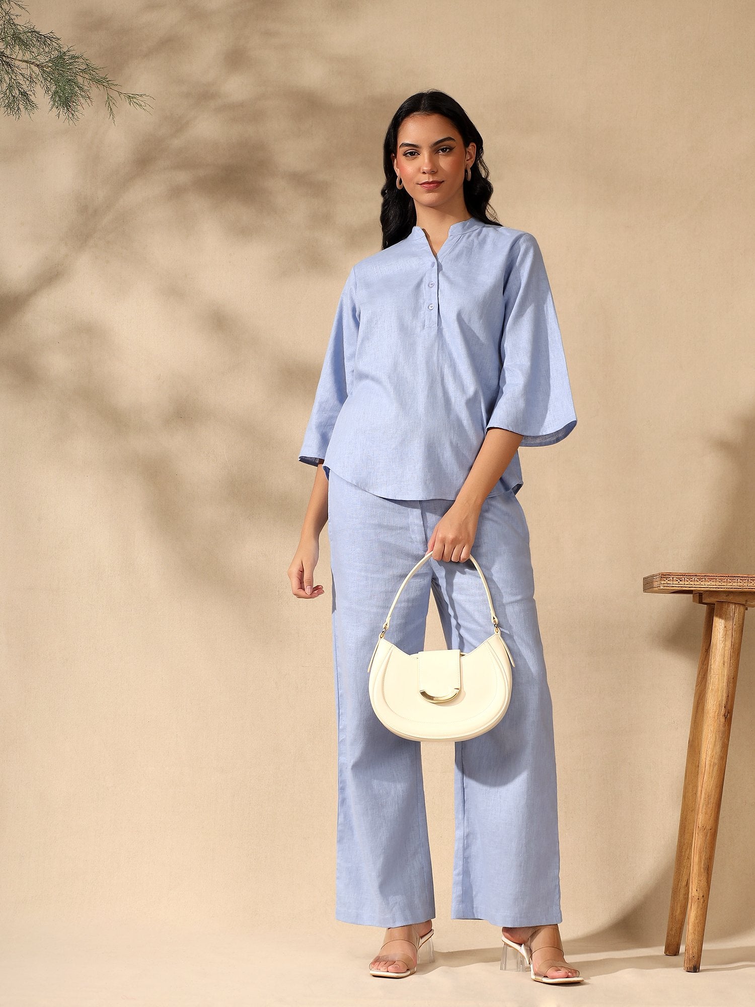 Blue Regular kurta Coord set with bell sleeves