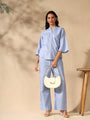 Blue Regular kurta Coord set with bell sleeves