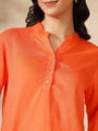 Orange Regular kurta Coord set with bell sleeves