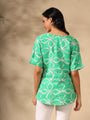 Green printed casual Up Down V-Neck Top