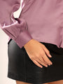 Mauve Solid Satin Casual Collar Shirt