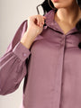 Mauve Solid Satin Casual Collar Shirt