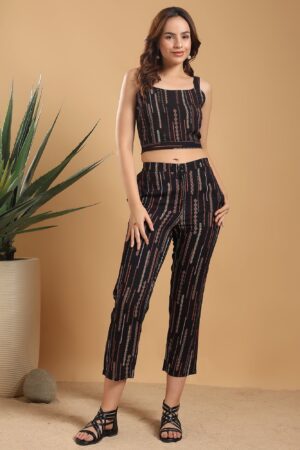 Black printed  Blouse coord set