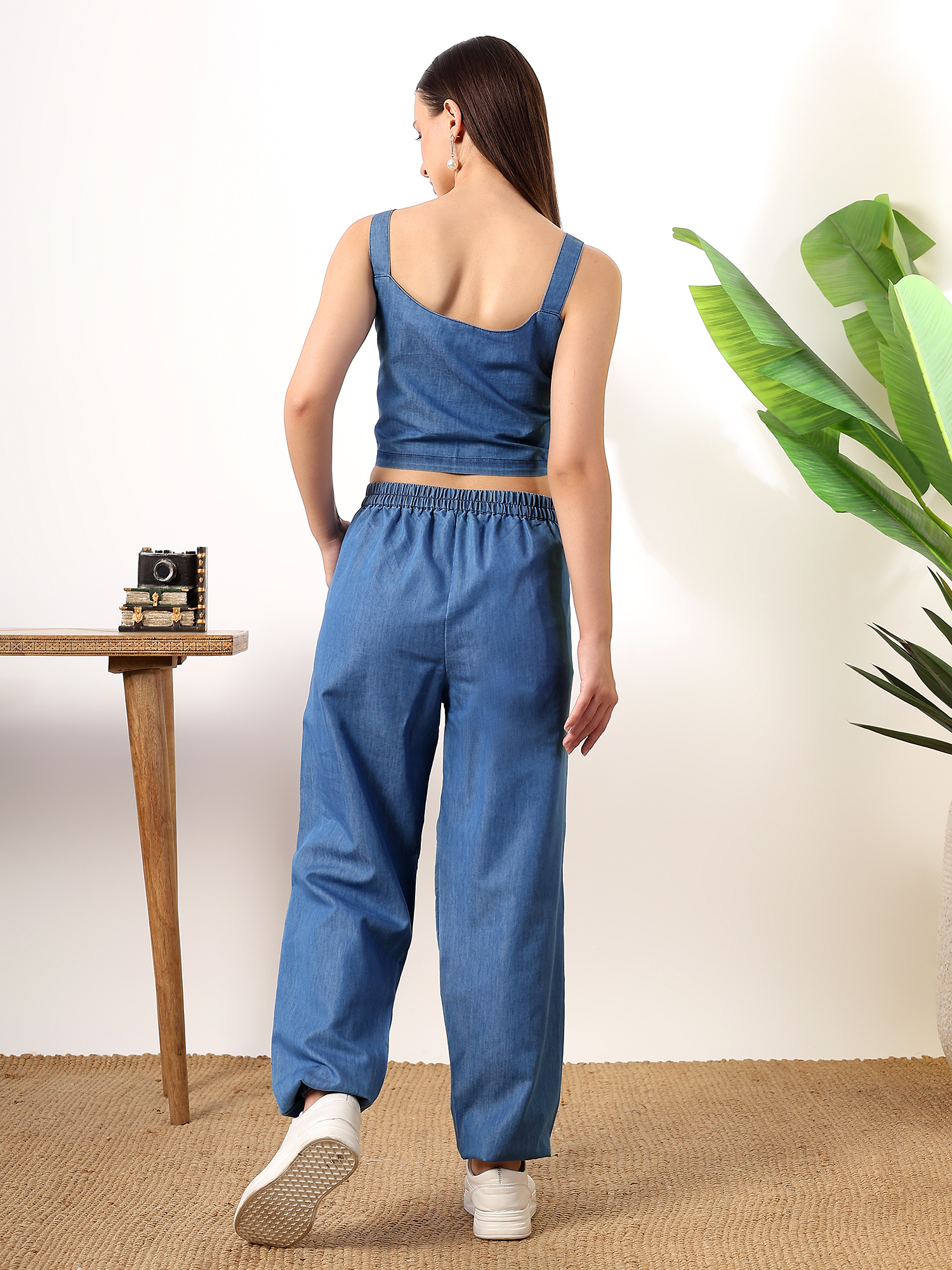 Denim short blouse with Afghani pants coord set - Image 6