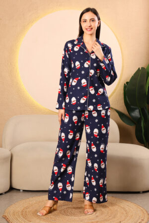 Blue Printed winter night suits