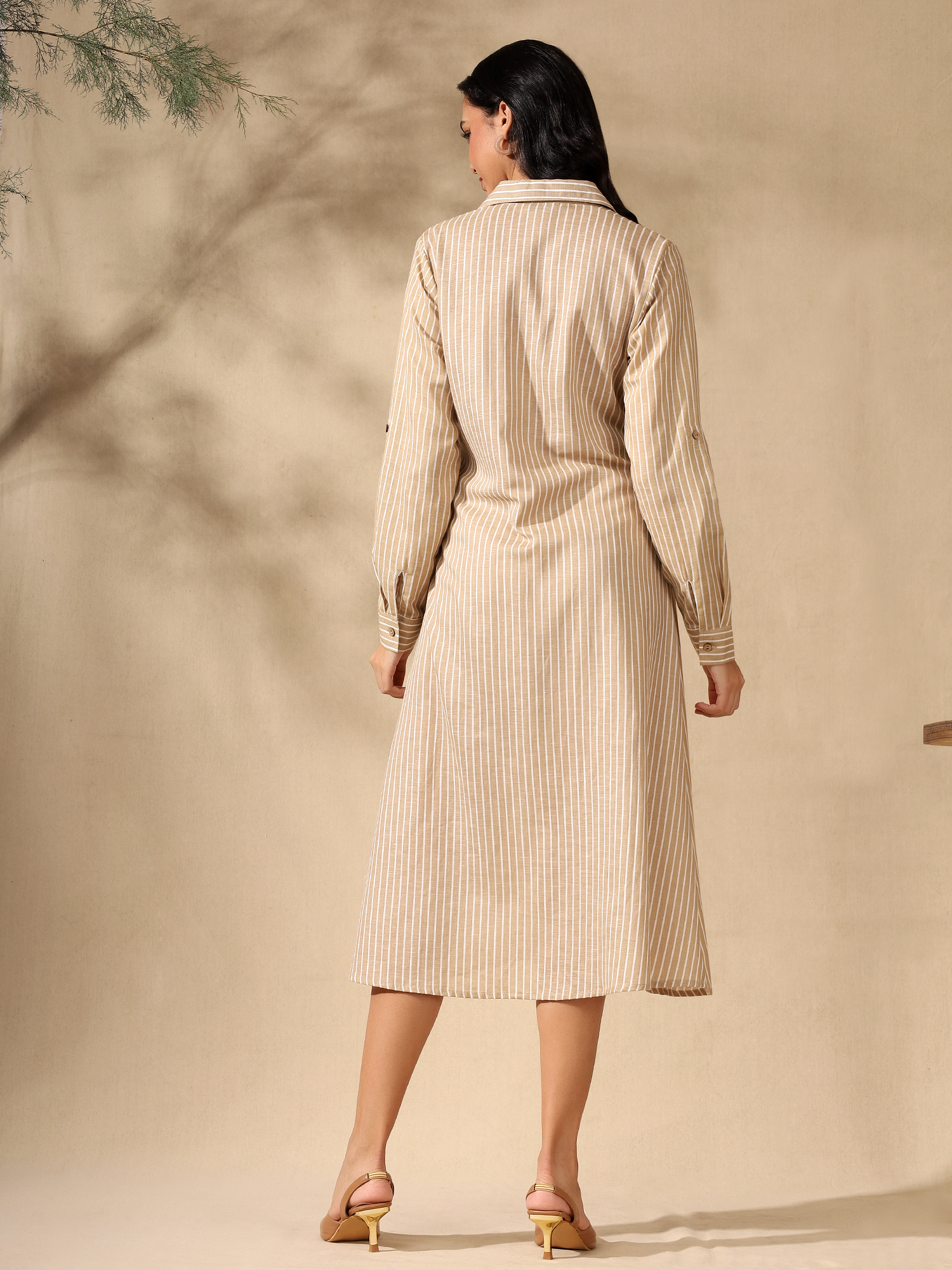 Beige striped bebo midi dress - Image 7