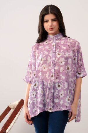 Lavender kaftan style floral print solace one size shirt