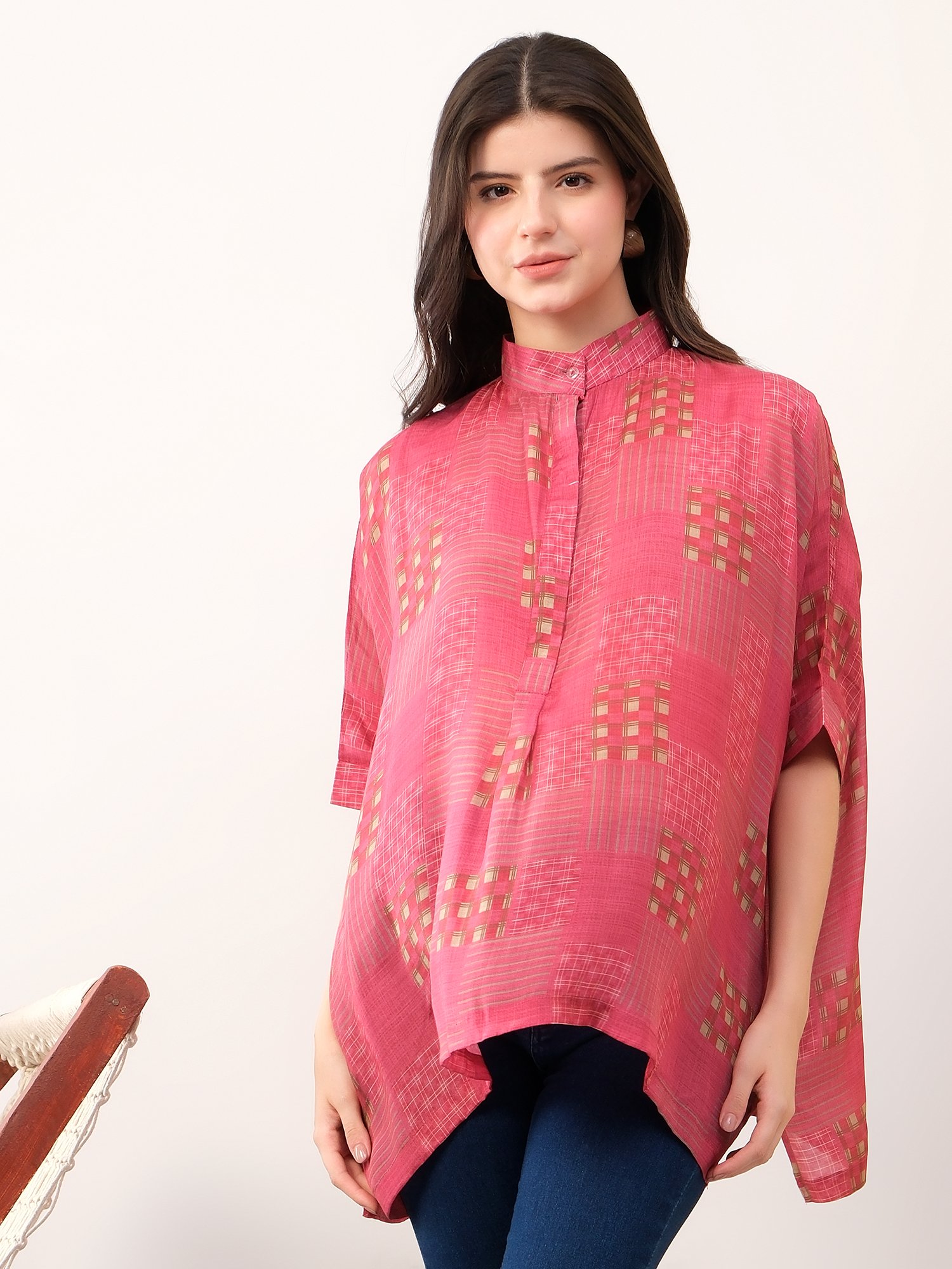 Red kaftan style printed solace one size shirt - Image 6