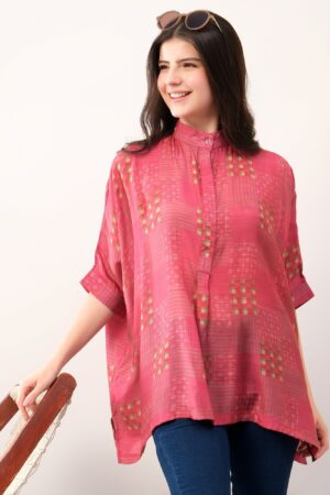 Red kaftan style printed solace one size shirt